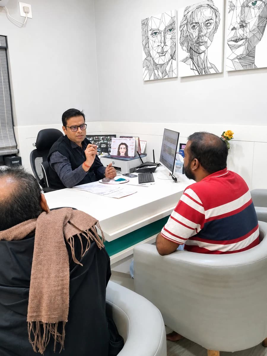 Dr Satyarth Prakash consulting patients in clinic