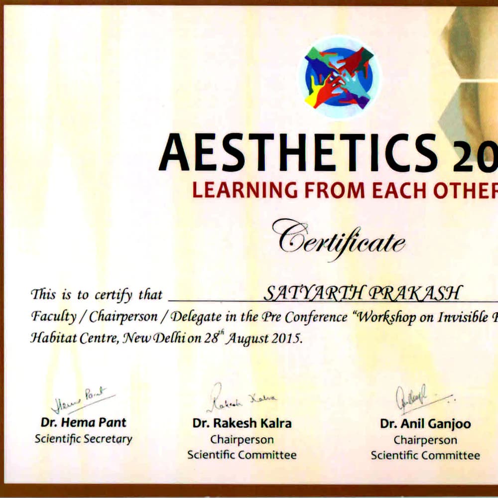 Aesthetics 2015 Invisible Face Lifting Certificate - Radiance Clinics