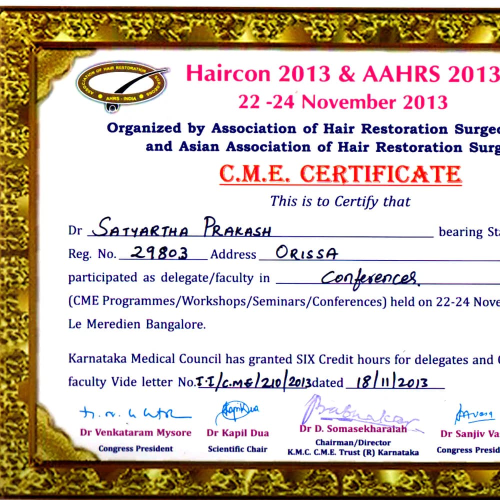 Haircon Ahrs 2013 Cme Certificate - Radiance Clinics