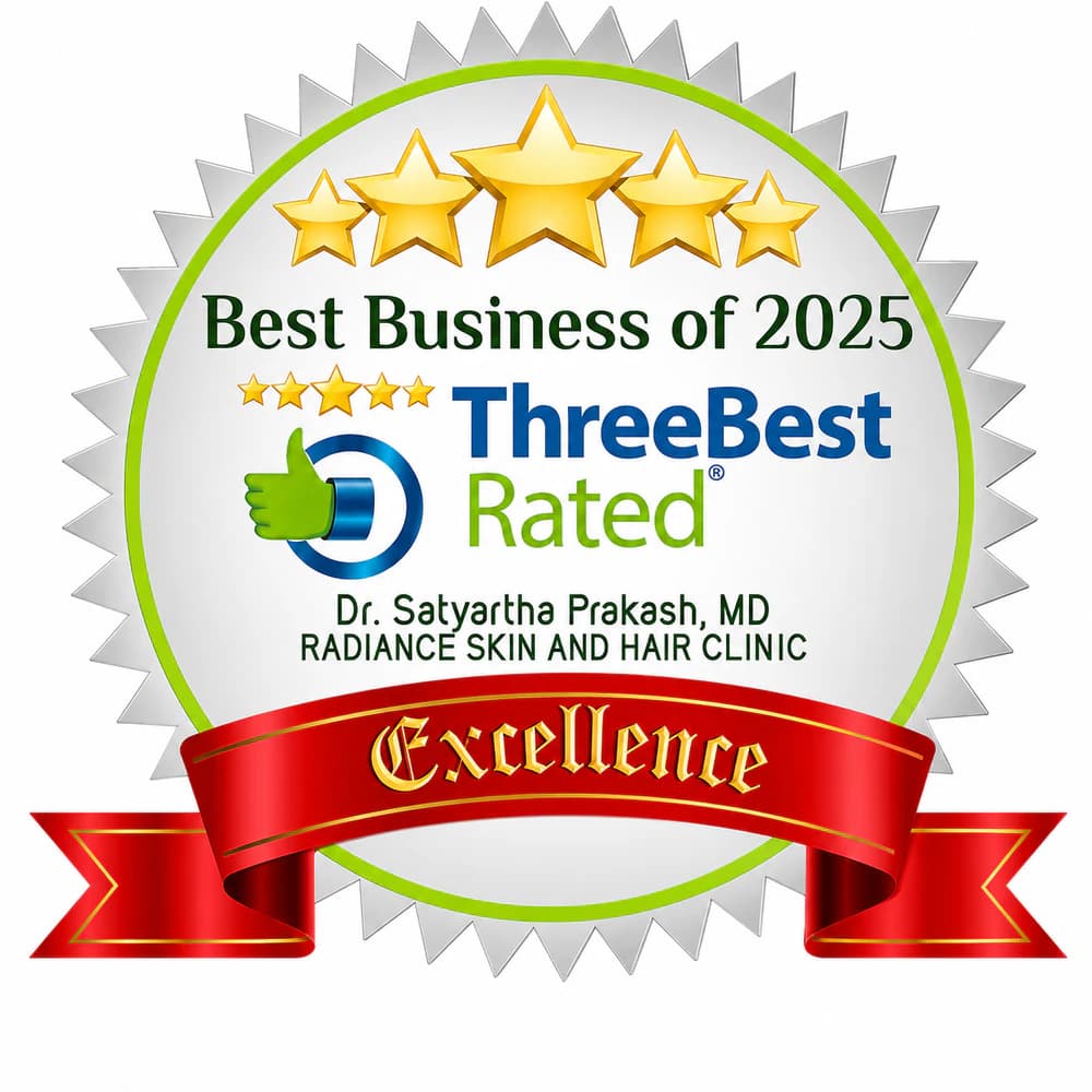 ThreeBestRated Best Business of 2025 badge for Radiance Skin and Hair Clinic