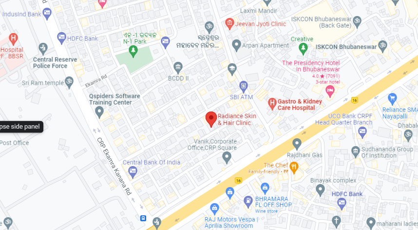 "Radiance Skin and hair Clinic Location Map